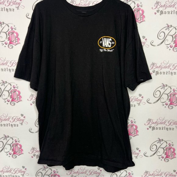 Vans tshirt checkerboard white yellow black decal logo front and back skater - Picture 3 of 5